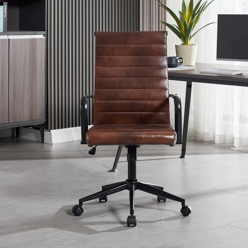 Ergonomic Office Chair Full-Grain Leather with Lumbar Support