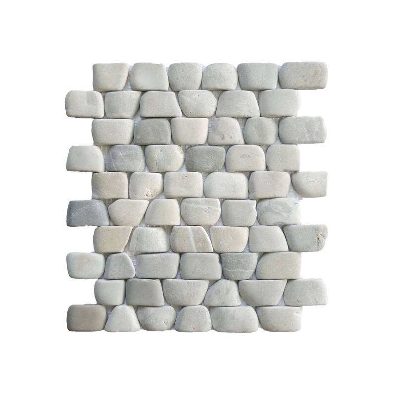 Strip Grey Pebble Mosaic Tiles for Backsplash Kitchen and Bathroom Wall (10.5" X 12") 5 tiles per case - Case (5 Tiles)