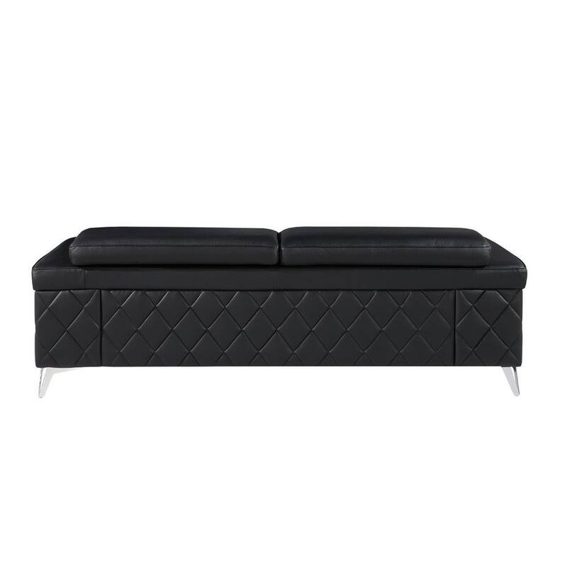 HomeRoots Three Piece Black Italian Leather Five Person Seating Set