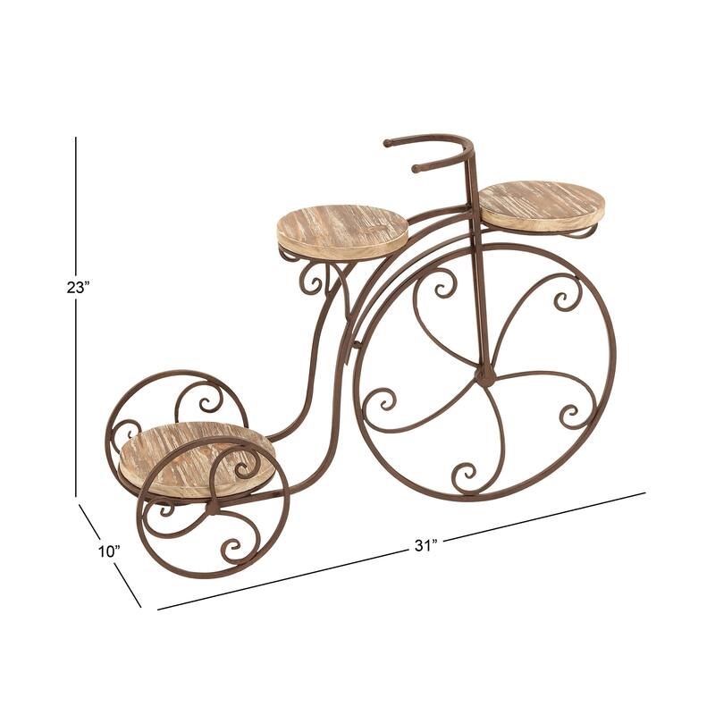 Metal Bike Indoor Outdoor 2 Tier Indoor Outdoor Plantstand - Brown - Roche River Decor
