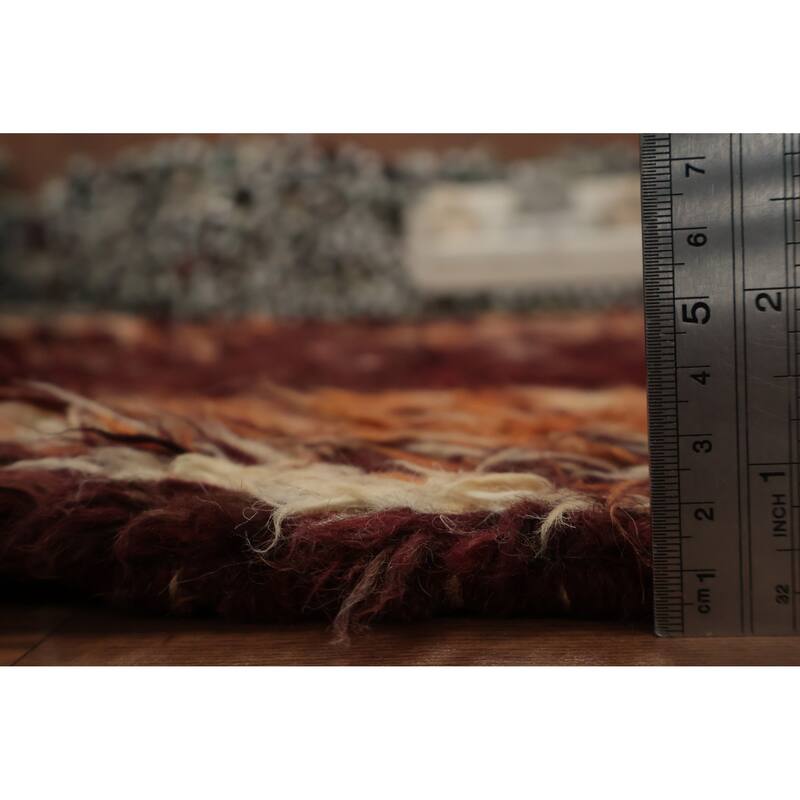 Hand Knotted Oriental 100% Wool Carpet Modern Tribal Red Moroccan Area Rug - 12' 7'' X 9' 7''