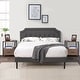 preview thumbnail 49 of 49, VECELO 3-Pieces Modern Upholstered Bed with Height Adjustable Headboard and Nightstands Sets Brown - Full