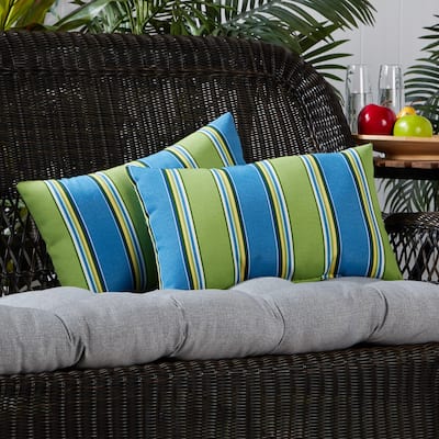 Cayman Stripe 19x12-inch Outdoor Lumbar Pillows (Set of 2)