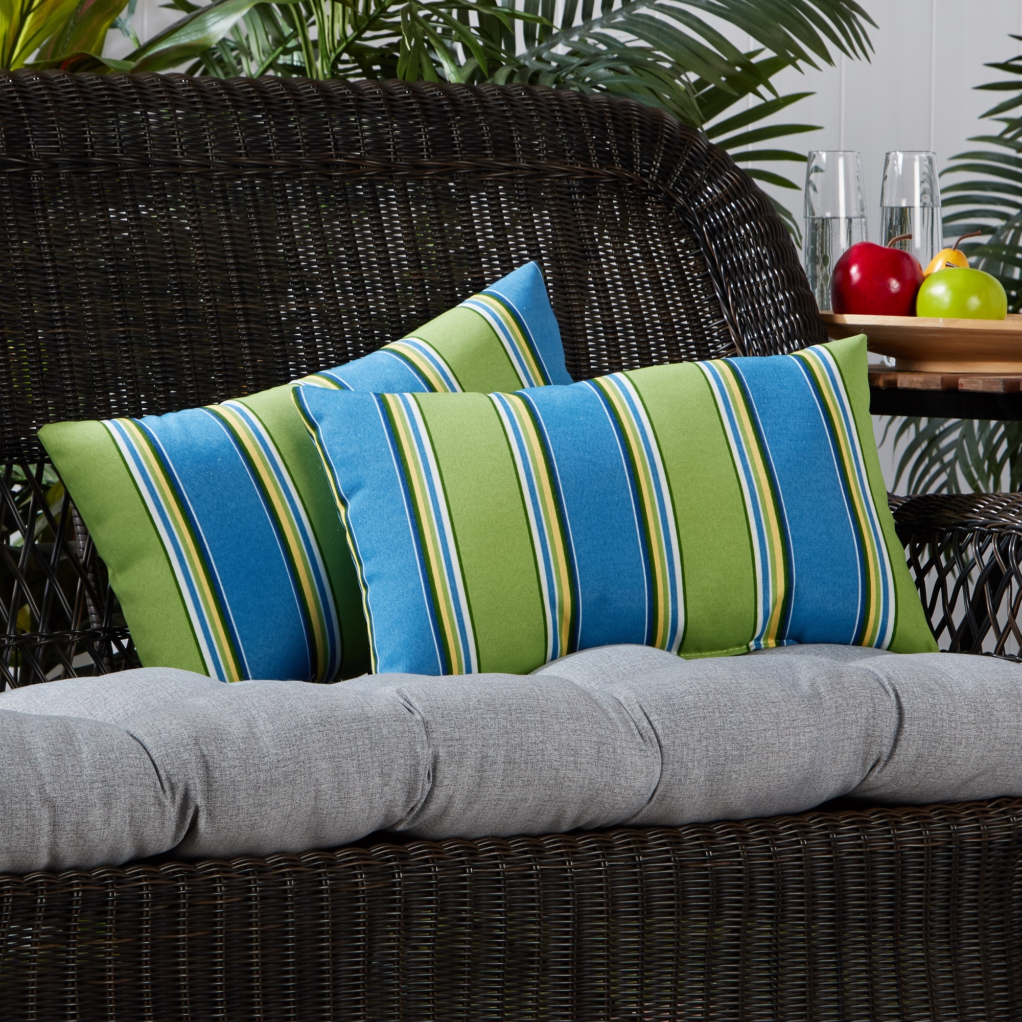Cayman Stripe 19x12 inch Outdoor Lumbar Pillows Set of 2 On Sale Bed Bath Beyond 30757684