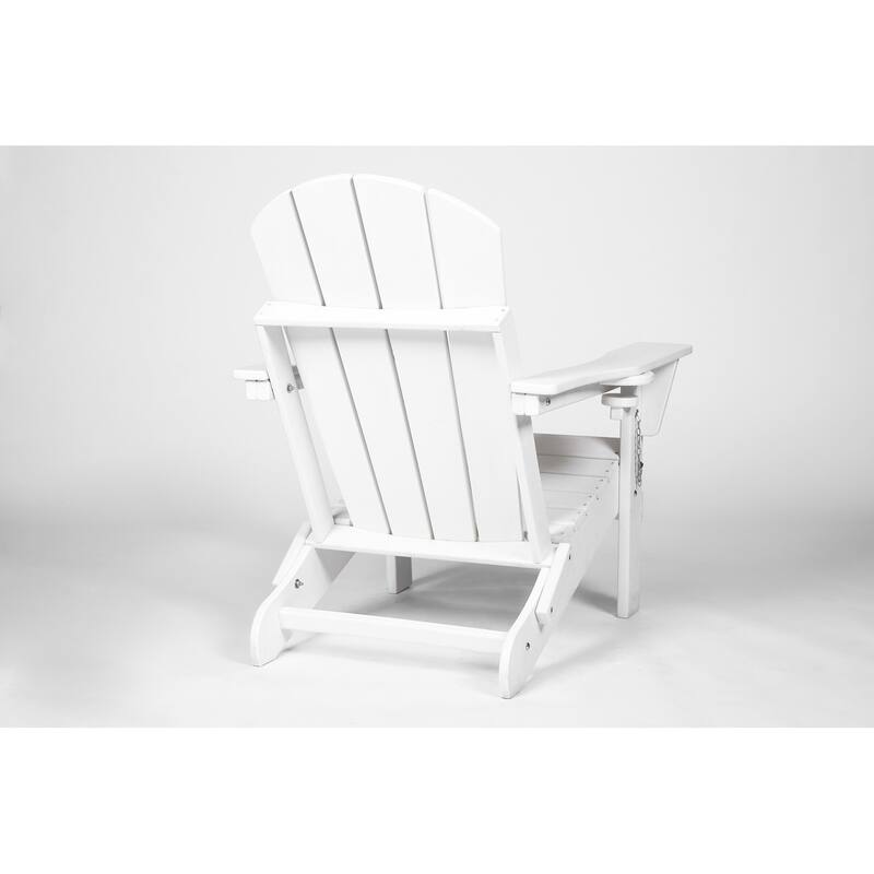 Folding Adirondack Chair with Dual Cup Holder - Composite Adirondack Chair with Wood Texture