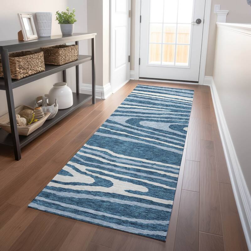 Machine Washable Indoor/ Outdoor Abstract Illusion Chantille Rug