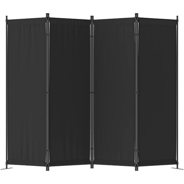 Morngardo Room Divider Folding 4 Panel Partitions (Black) Bed Bath
