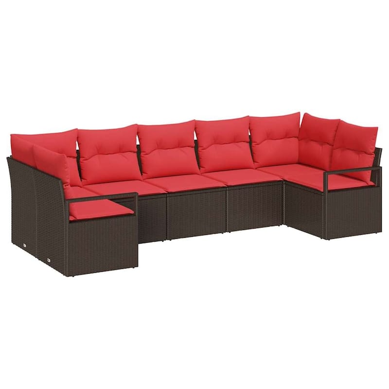 vidaXL 7 Piece Garden Sofa Set with Cushions - 113.8×48×27.2