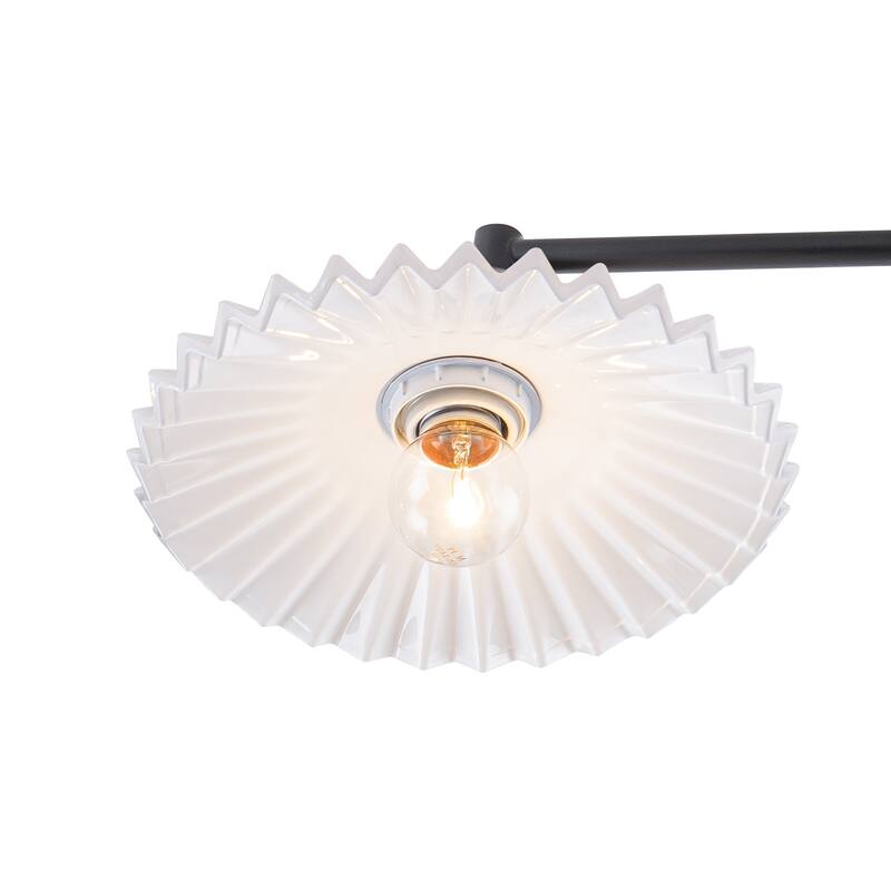 6-Light Matte Black Branch Flush Mount Ceiling Light with White Glass Shades - Dia.40.16-in