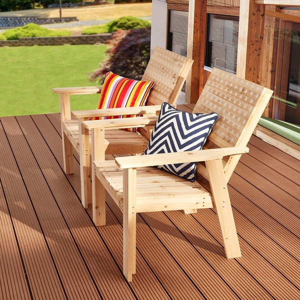 Patio Festival Outdoor Wood Chair with Patriotic Print 2 Pack