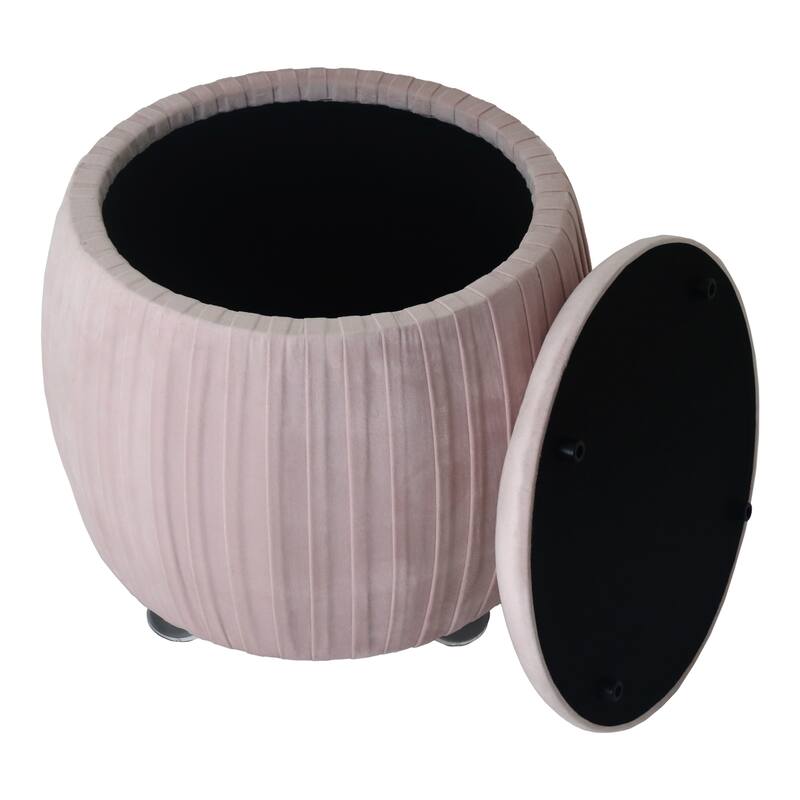 Backless Storage Stool with Velvet Upholstery - Accent for Living Room Home Decor