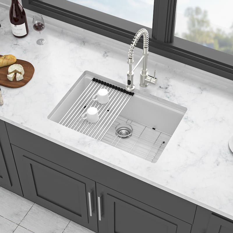 Granite Composite Workstation Undermount Kitchen Sink - White