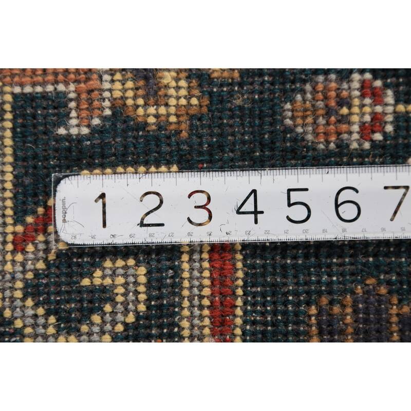 All-Over Green Tribal Kazak Indian Runner Rug Handmade Wool Carpet - 2'7"x 9'10"