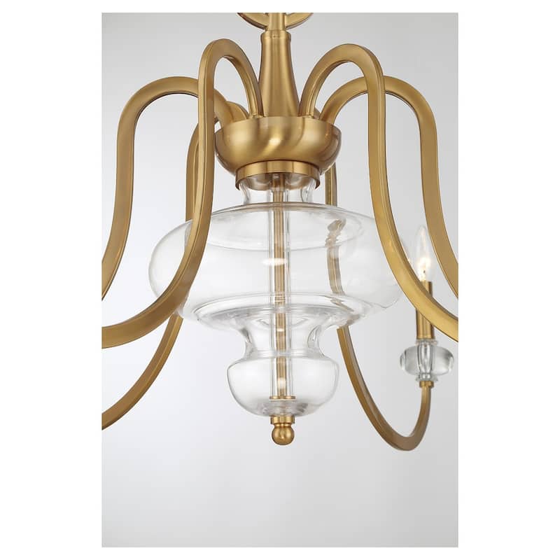 Warm Brass Six Light Chandelier from the Bergdorf Collection