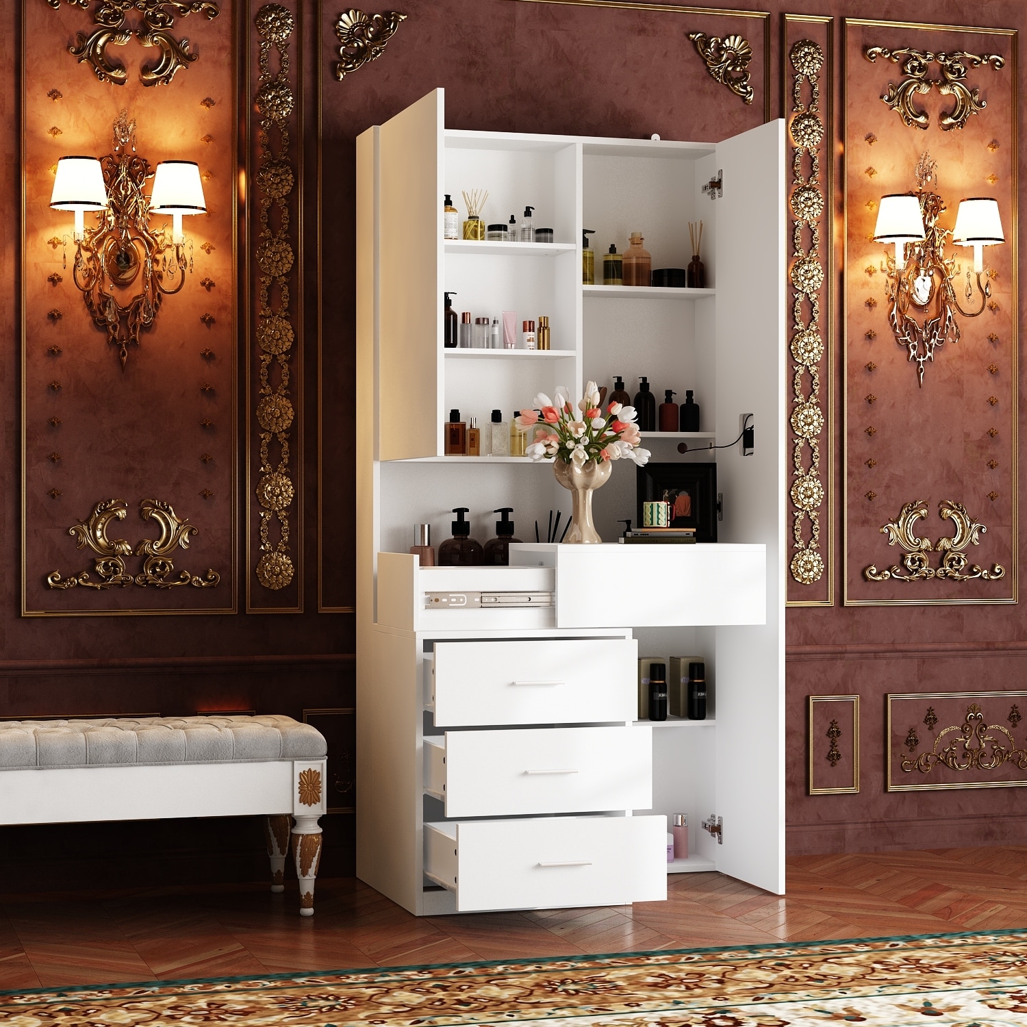 Dresser LED Lit Vanity Dressing Cabinet with Full Length Mirror