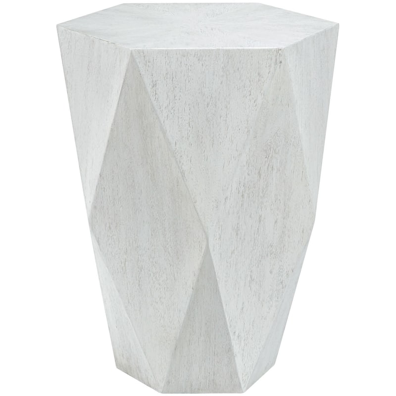 Uttermost 25164 Volker 19"W Modern Solid Geometric Faceted Accent Side - Fresh White Ceruse