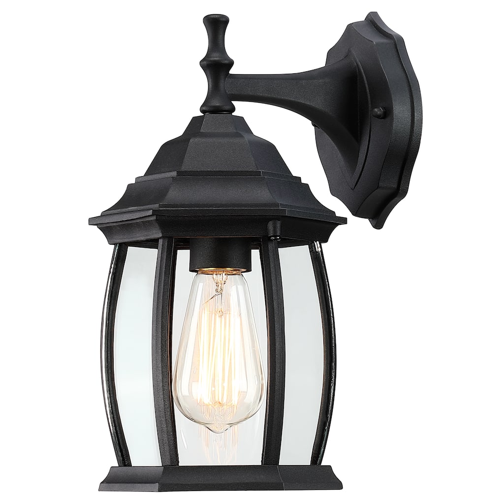 1- Light Textured Black Wall Mount Light Outdoor Glass Wall Fixture