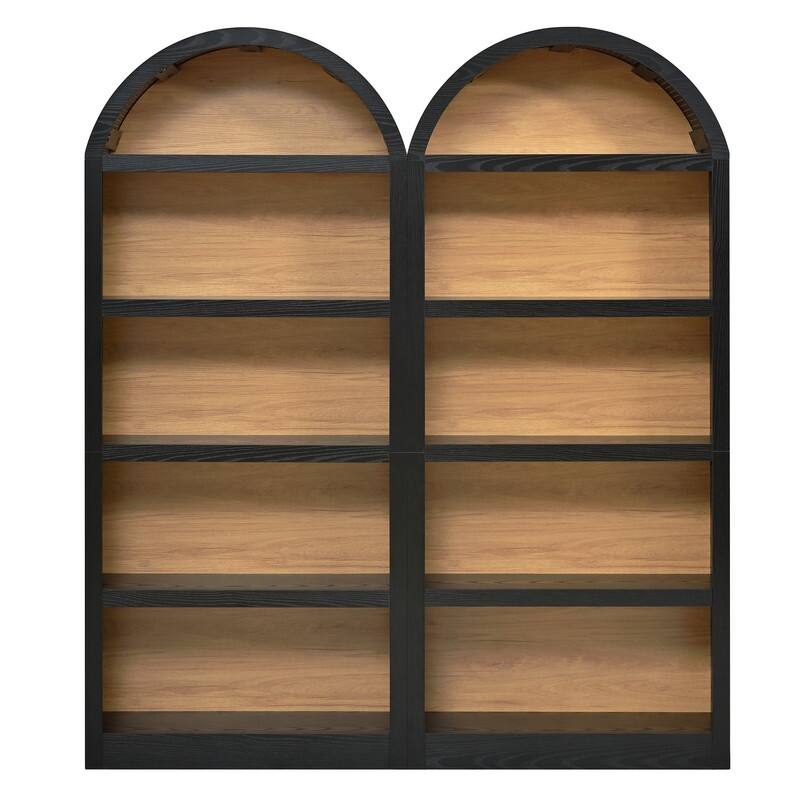 Farmhouse 68.8" Tall Freestanding Bookshelves Set of 2, 5-Tier Display Bookcase Arched Top for Living Room, Bedroom, Home Office