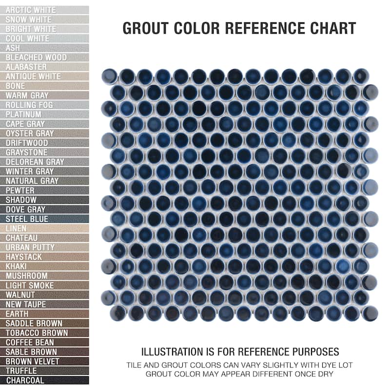 Merola Tile Hudson Penny Round Midnight 11-7/8" x 12-5/8" Porcelain Mosaic Floor and Wall Tile