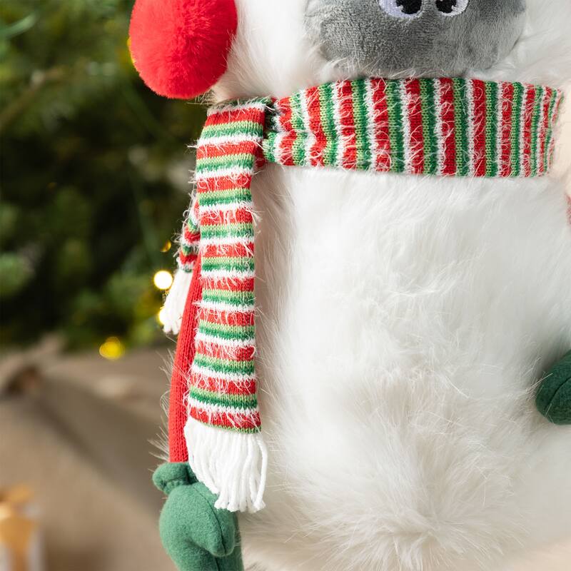 Glitzhome Fabric Christmas Yeti Snowman Highland Cow Shelf Sitters or Standing Figurines Decor