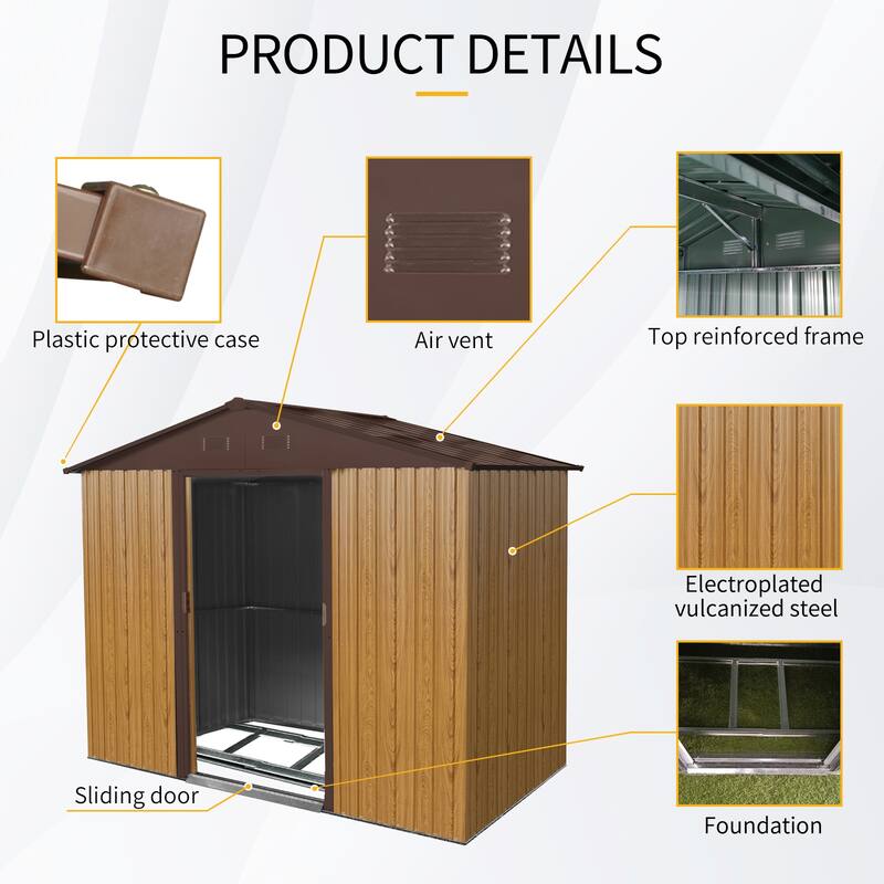 Waterproof Garden Shed Tool Shed Pet Shed Rust-resistant Metal Storage Shed with Lockable Sliding Door