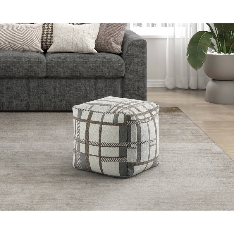 Square Pouf Fabric Upholstery Modern Ottoman, Footstool, Non-Slip Floor Pouf, Bean Bag Chair, 1pc Sitting Pouf - Multi