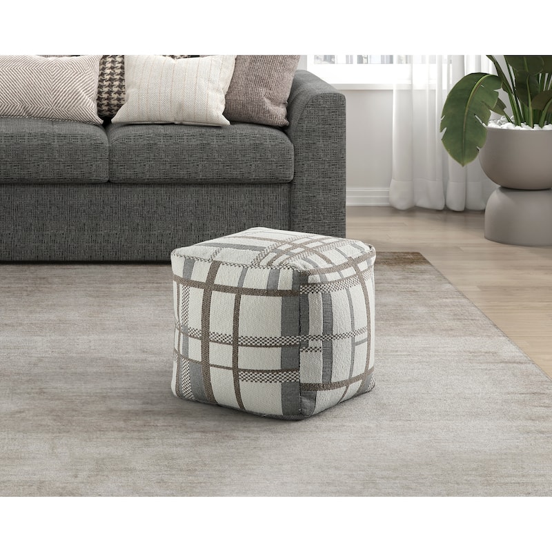 Square Pouf Plush Off Corduroy Fabric Upholstery Modern Ottoman, Footstool, NonSlip Floor Pouf, Bean Bag Chair, 1pc Sitting Pouf - Multi