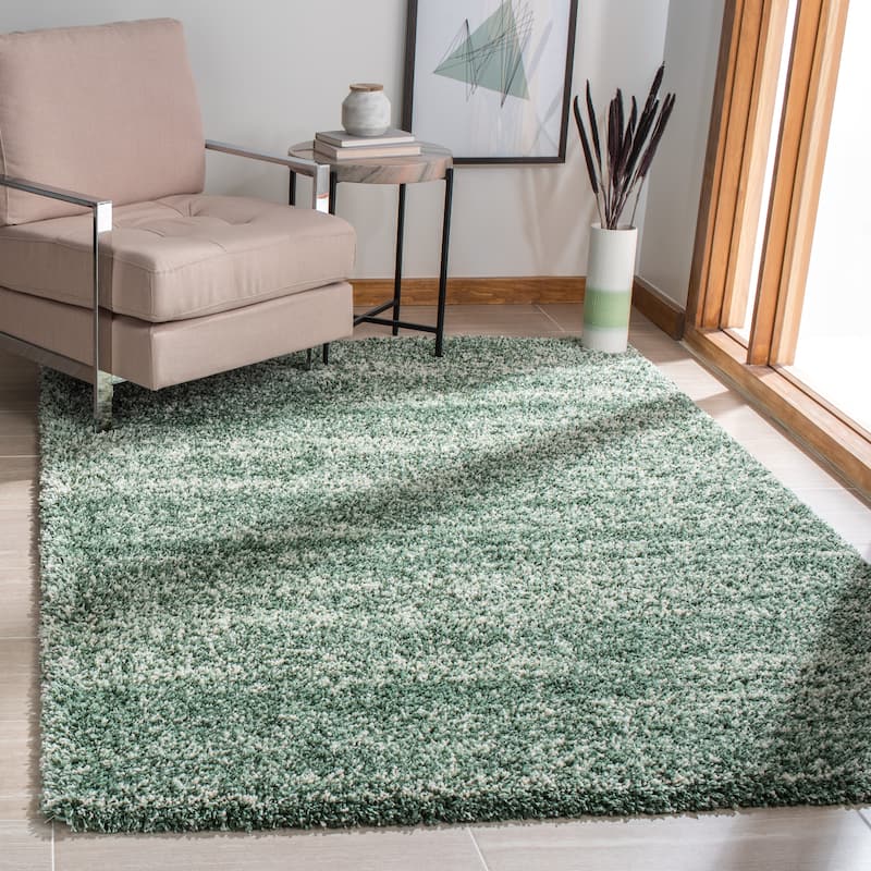 SAFAVIEH Hudson Shag Justine Modern 2-inch Thick Rug - 5'3" x 7'6" - Green/Ivory - Rectangle