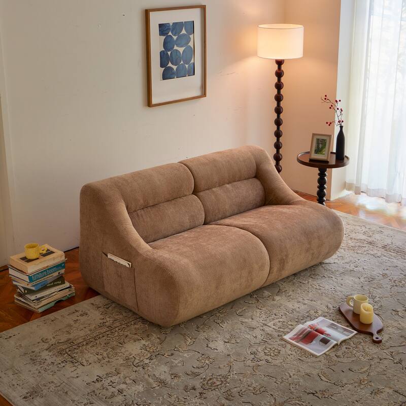 Memory Foam 2-Seater Couch, Deep Seat Modern Sofa