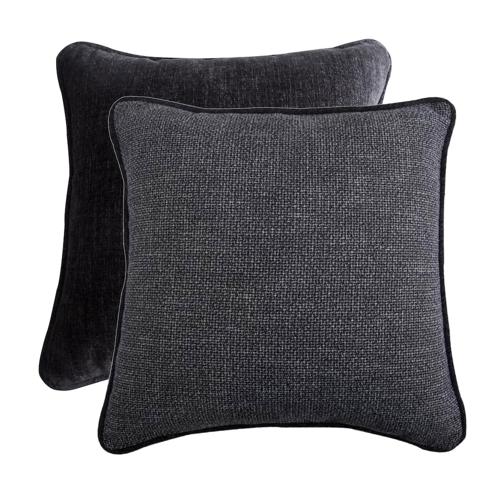 HiEnd Accents Hamilton Chenille Tweed Reversible Euro Sham, 27"x27"
