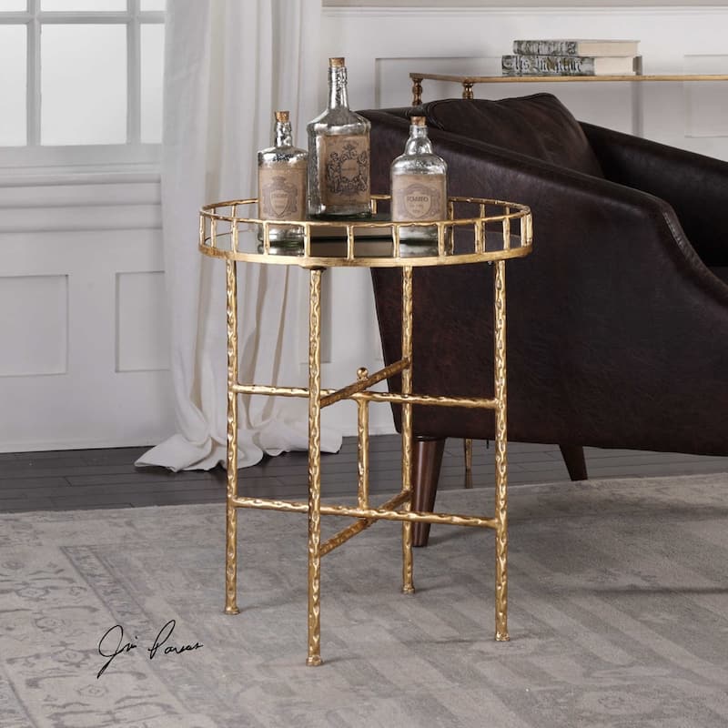 26" Tilly Bright Gold Accent Table
