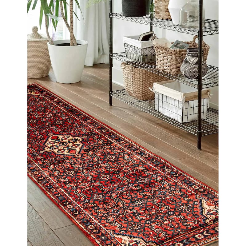 ECARPETGALLERY Hand-knotted Andelz Red Wool Rug - 3' 5" x 10' 7"