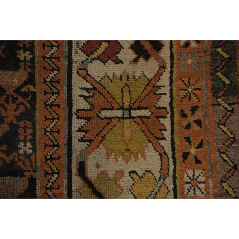 Hand Knotted Oriental 100% Wool Carpet Traditional Geometric Black Area Rug - 6' 0'' X 3' 7''