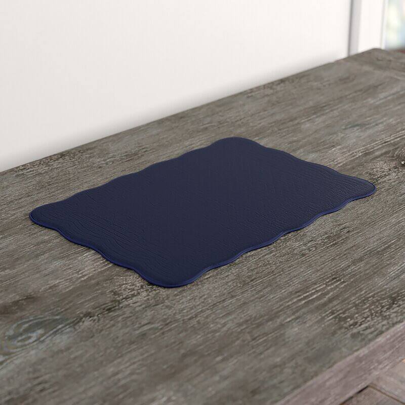 Boutis Quilted Placemat - Set of 4 - Navy - 14" x 20"