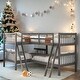 preview thumbnail 1 of 13, Simple 4 in 1 Twin over Twin L-Shaped Bunk Bed With Ladder Grey