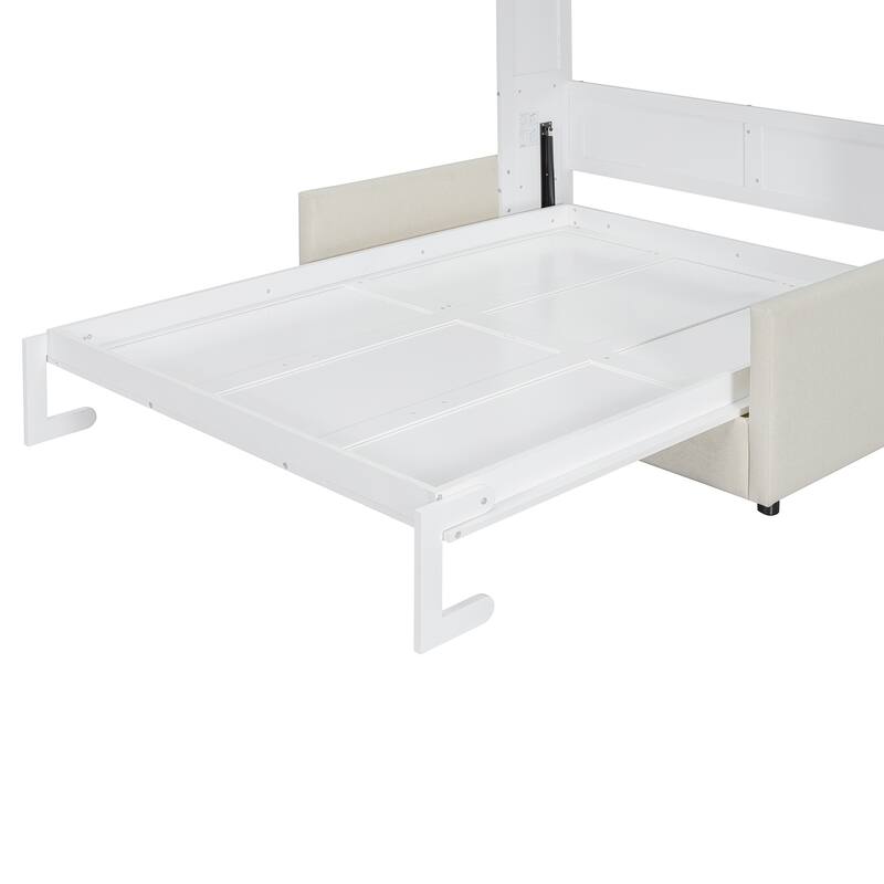 Full Size Multifunctional Murphy Bed with Cushion and Storage