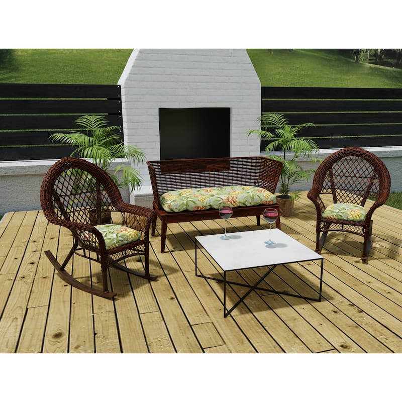 Outdoor Wicker Cushion Set for Bench and 2 Seats - 18'' L x 44'' W x 4'' H