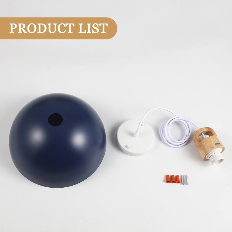 1-Light Rustic Hanging Pendant Light with Metal Shaded for Kitchen Island