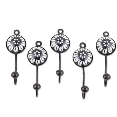 Novica Handmade Night Blooming Ceramic Coat Hooks (Set Of 5)