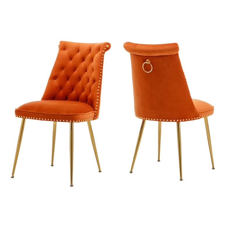 Clihome Modern Velvet Upholstered Featured Dining Chairs (Set of 2)