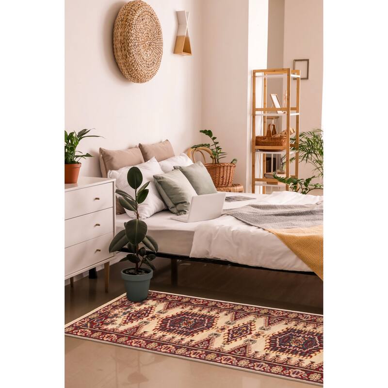 ECARPETGALLERY Hand-knotted Jules Serapi Cream Wool Rug - 2'7 x 7'9