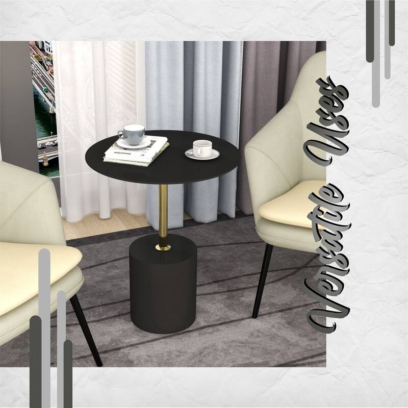 40-Inch Round Side Table in Stainless-Steel with Pedestal Base Accent End Table Malta Series