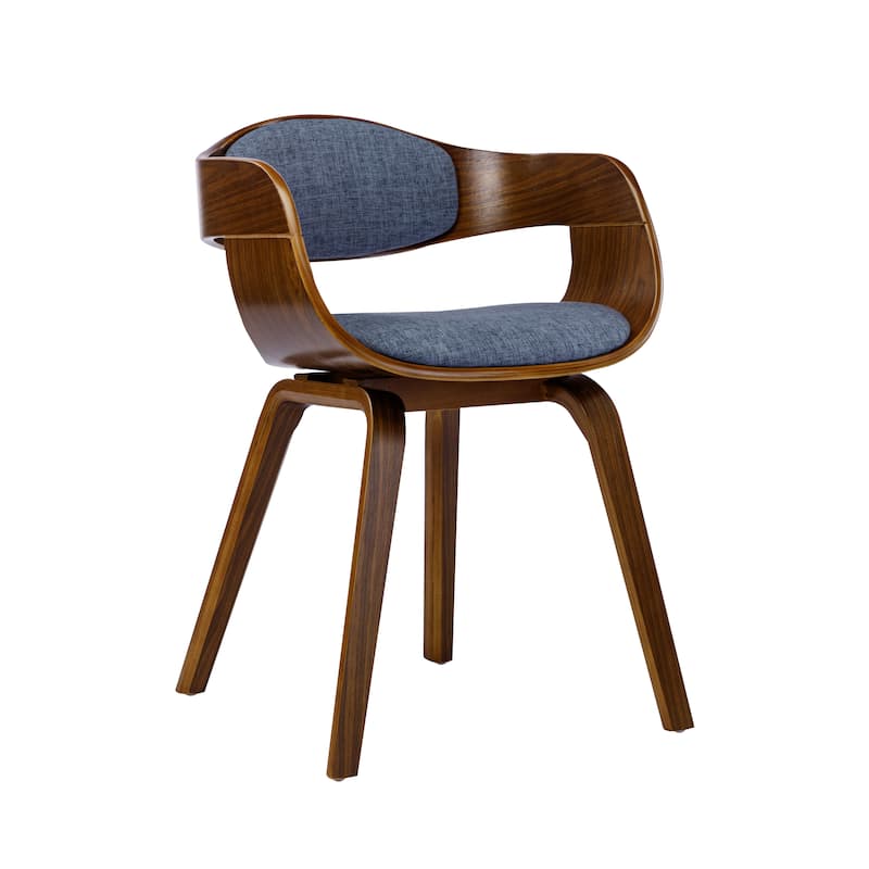 Porthos Home Deah Fabric Upholstered Dining Chair with Wooden Legs - Blue
