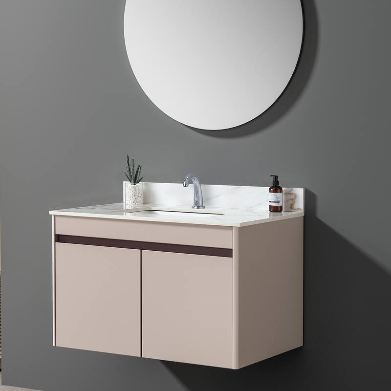 31 Inch Marble Vanity Top,Bathroom Vanity Top with Undermount Rectangular Middle Sink and 4 Inch Height Backsplash