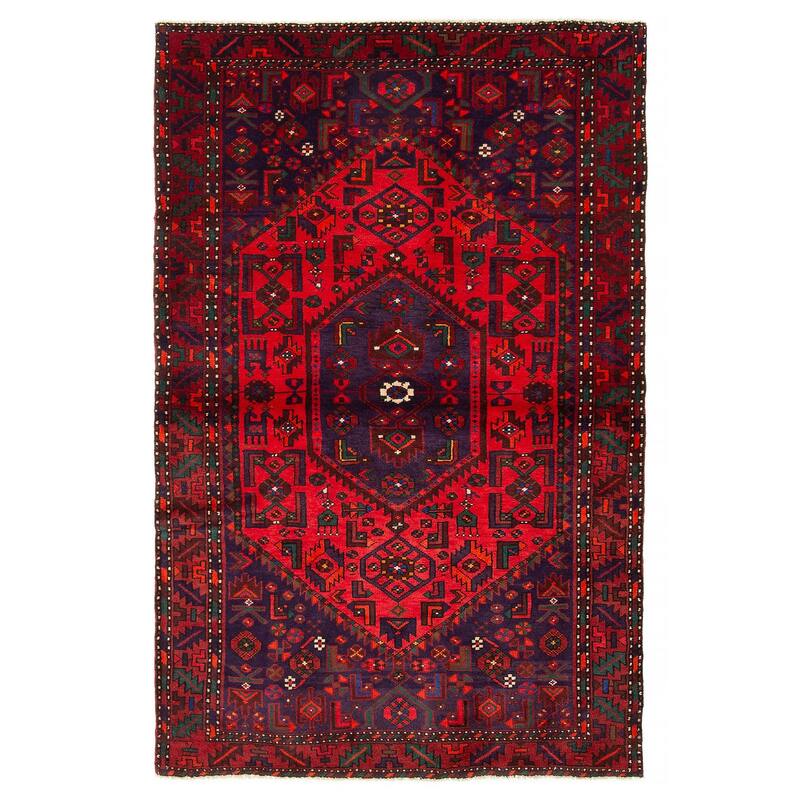 ECARPETGALLERY Hand-knotted Andelz Red Wool Rug - 4' 2" x 6' 9" - Red - 4' 2" x 6' 9" - Rectangle