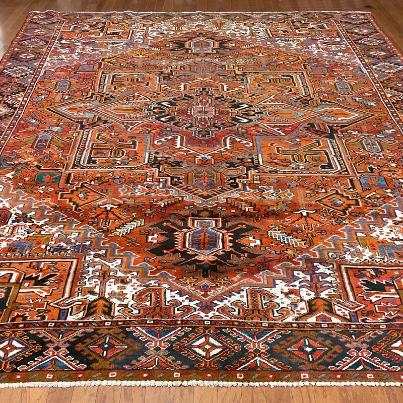 HERAT ORIENTAL Handmade Fine Persian Heriz Wool Rug - 9'5" x 12'
