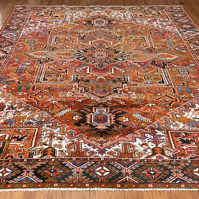 HERAT ORIENTAL Handmade Fine Persian Heriz Wool Rug - 9'5" x 12'