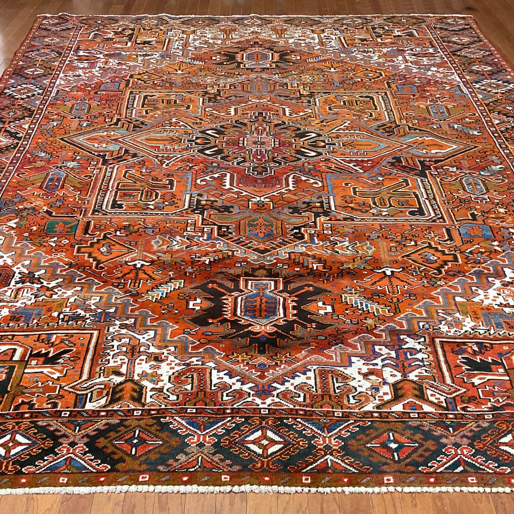HERAT ORIENTAL Handmade Fine Persian Heriz Wool Rug - 9'5" x 12'