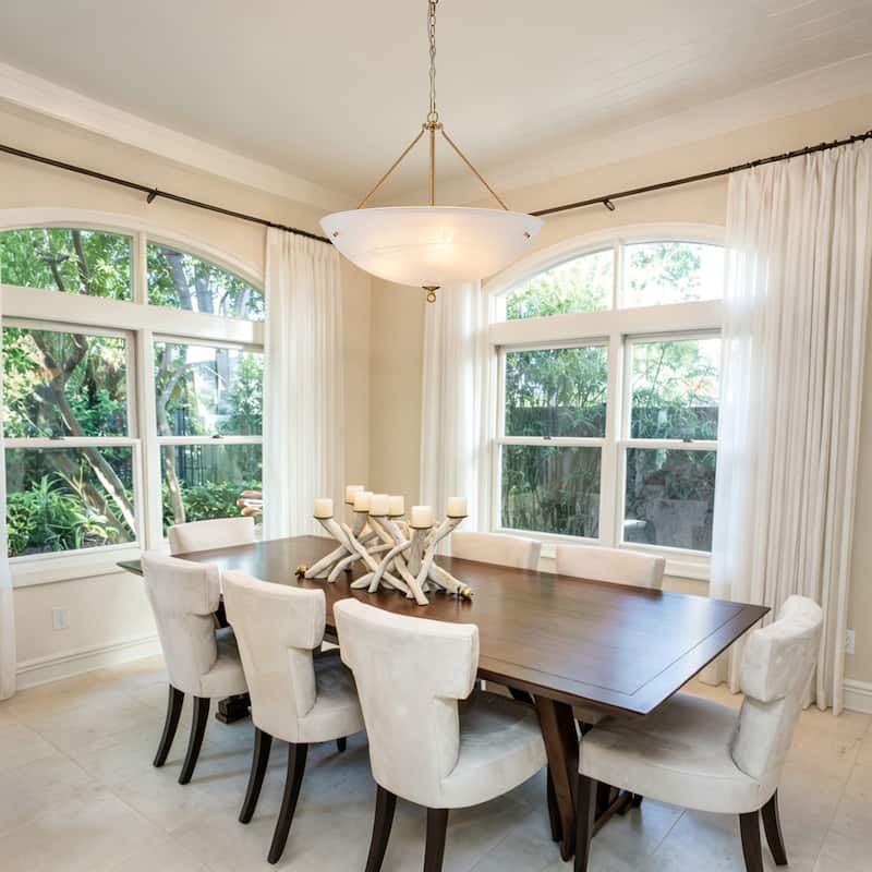 4-Light Glass Chandelier Pendant Light for Kitchen Island - Brass