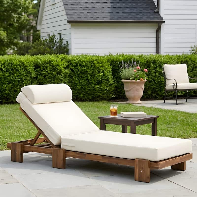 78.8-inch Outdoor Patio Lounge Chair with Adjustable Recliner, Headrest, and Retractable Side Tray